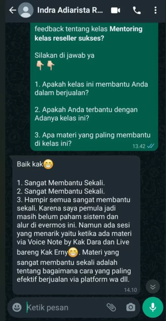 indra adiarista testimoni kelas reseller sukses