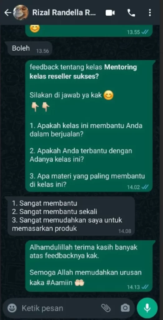 rizal randella testimoni kelas reseller sukses