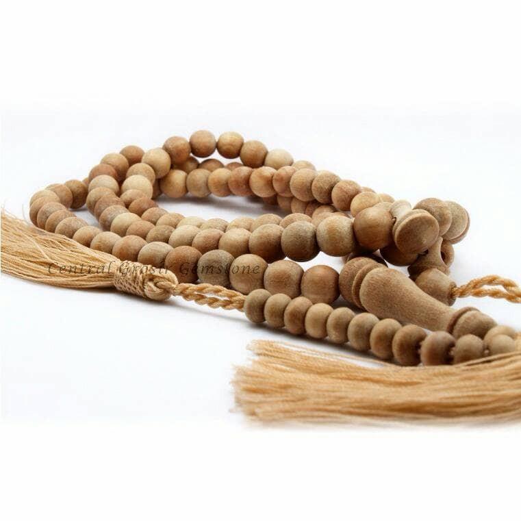 CENTRAL GROSIR GEMSTONE TASBIH KAYU CENDANA 100 BUTIR 8mm Cream