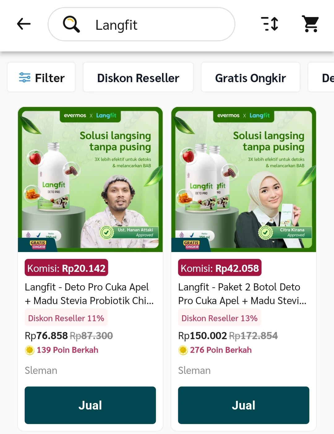 Cara Order Langfit Deto Pro di Evermos (Sumber: Evermos)