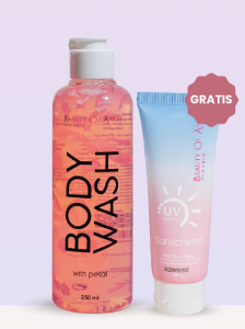 Beauty Of Angel Rose Petals Soft Body Wash 250 ml Free Beauty Of Angel Sunscreen Gel SPF 50 PA+++ 50 gr Sunscreen