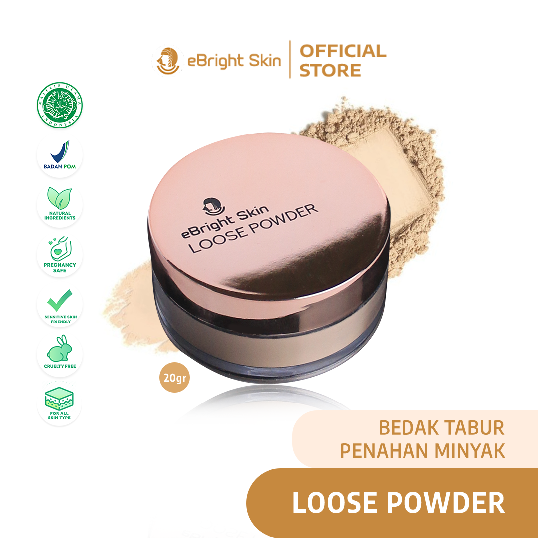 eBright Skin - Loose Powder - Bedak Tabur Penahan Minyak Skincare 20gr Loose Powder