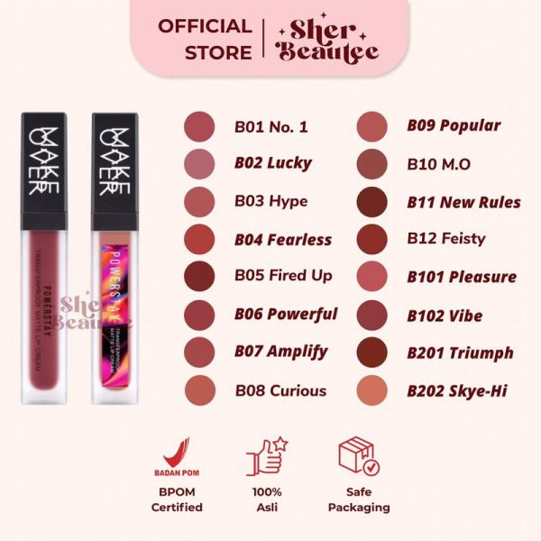 Sherbeautee - Make Over Powerstay Transferproof Matte Lip Cream 7g B02