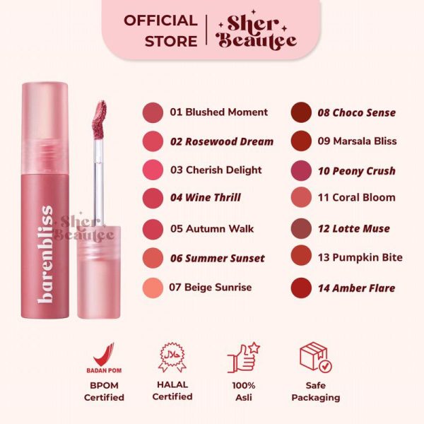 Sherbeautee - Barenbliss Cherry Makes Cheerful Lip Velvet 2.5gr 01 blushed moment